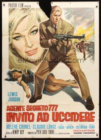 4a198 AGENTE SEGRETO 777 - INVITO AD UCCIDERE Italian 1p '67 different art of spy by De Amicis!
