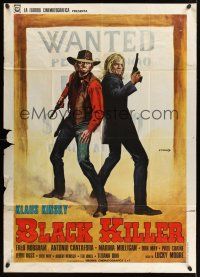 4a205 BLACK KILLER Italian 1p '71 art of wanted Klaus Kinski & Antonio Cantafora by P. Franco!