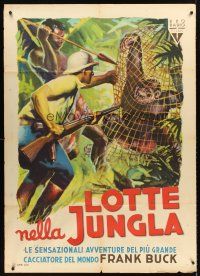 4a268 JUNGLE CAVALCADE Italian 1p '46 different art of Frank Buck & African ape in net by Simba!