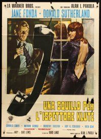 4a269 KLUTE Italian 1p '71 different art of Donald Sutherland & sexy Jane Fonda by Gasparri!