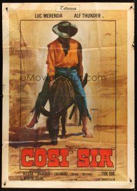 4a280 MAN CALLED AMEN Italian 1p '72 Cosi Sia, great spaghetti western art by P. Franco!