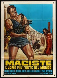 4a288 MOLE MEN AGAINST THE SON OF HERCULES Italian 1p R63 art of strong Mark Forest by Paradiso!