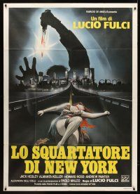4a291 NEW YORK RIPPER Italian 1p '82 Lucio Fulci, cool art of killer & dead female victim!