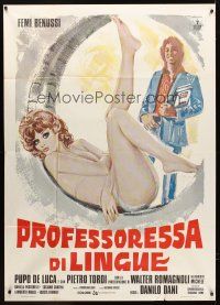 4a307 PROFESSORESSA DI LINGUE Italian 1p '76 sexy art of near-naked girl, Professor of Languages!