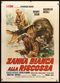4a351 WHITE FANG TO THE RESCUE Italian 1p '75 Casaro art of dog saving man from attacking bear!