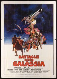 4a128 BATTLESTAR GALACTICA Italian 2p '78 great sci-fi art by Robert Tanenbaum!