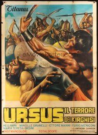 4a149 HERCULES PRISONER OF EVIL Italian 2p '64 Ursus, il Terrore dei Kirghisi, sword & sandal art!