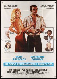 4a153 HUSTLE Italian 2p '76 Robert Aldrich, art of Burt Reynolds & sexy Catherine Deneuve!