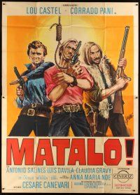 4a161 MATALO! Italian 2p '70 cool spaghetti western art of top stars & noose by Sandro Symeoni!