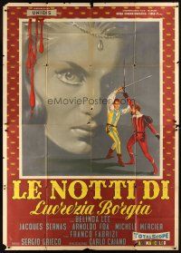 4a164 NIGHTS OF LUCRETIA BORGIA Italian 2p '60 Grieco's Le Notti di Lucrezia Borgia, different art!