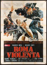 4a192 VIOLENT CITY Italian 2p '75 Marino Girolami's Roma violenta, Richard Conte, different art!