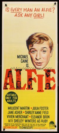 4b129 ALFIE Aust daybill '66 British cad Michael Caine loves them and leaves them, ask any girl!