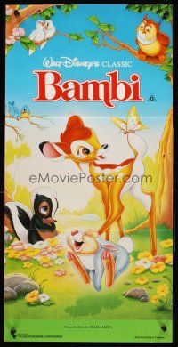 4b136 BAMBI Aust daybill R91 Walt Disney cartoon deer classic, great art with Thumper & Flower!