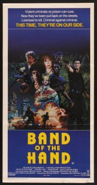 4b137 BAND OF THE HAND Aust daybill '86 Paul Michael Glaser, completely different art by Konkoly!