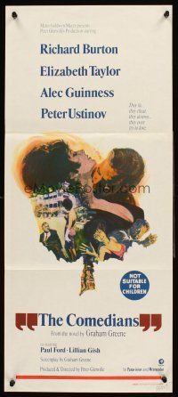 4b174 COMEDIANS Aust daybill '67 Richard Burton, Elizabeth Taylor, Alec Guinness & Peter Ustinov!
