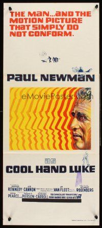 4b176 COOL HAND LUKE Aust daybill '67 Paul Newman prison escape classic, cool stone litho!