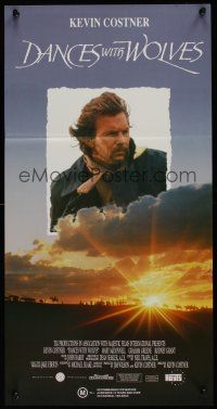 4b183 DANCES WITH WOLVES Aust daybill '90 different image of Kevin Costner in sky over clouds!