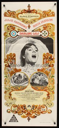 4b184 DARLING LILI Aust daybill '70 stone litho of Julie Andrews & Rock Hudson, Blake Edwards!