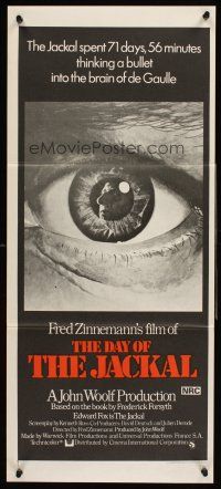 4b185 DAY OF THE JACKAL Aust daybill '73 Fred Zinnemann assassination classic, best eyeball art!
