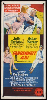 4b209 FAHRENHEIT 451 Aust daybill '67 Francois Truffaut, Ray Bradbury, Christie, Werner, different!