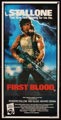 4b216 FIRST BLOOD Aust daybill '82 artwork of Sylvester Stallone as Rambo by Drew Struzan!