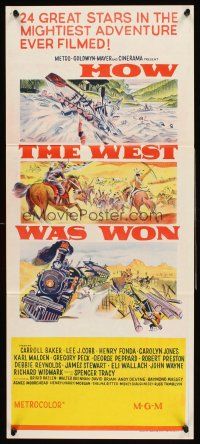 4b254 HOW THE WEST WAS WON white Aust daybill '64 Ford, Debbie Reynolds, Peck & all-star cast!