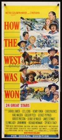4b255 HOW THE WEST WAS WON yellow Aust daybill '64 Ford, Debbie Reynolds, Peck & all-star cast!
