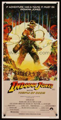 4b260 INDIANA JONES & THE TEMPLE OF DOOM Vaughan art style Aust daybill '84 art of Harrison Ford by Mike Vaughan!