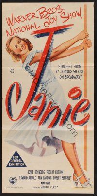 4b265 JANIE Aust daybill '44 Michael Curtiz, full-length stone litho of pretty Joyce Reynolds!
