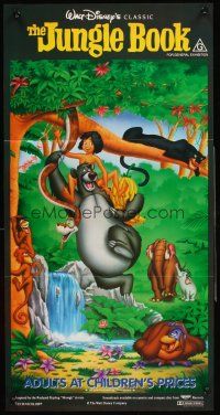 4b273 JUNGLE BOOK Aust daybill R90s Walt Disney cartoon classic, great image of all characters!