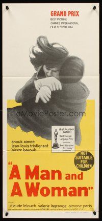 4b298 MAN & A WOMAN Aust daybill '68 Claude Lelouch's Un homme et une femme, Anouk Aimee!