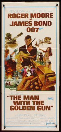 4b300 MAN WITH THE GOLDEN GUN Aust daybill '74 Roger Moore as James Bond by Robert McGinnis!