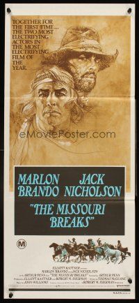 4b306 MISSOURI BREAKS Aust daybill '76 art of Marlon Brando & Jack Nicholson by Bob Peak!