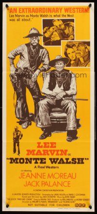 4b308 MONTE WALSH Aust daybill '70 stone litho of Lee Marvin, Jack Palance & Jeanne Moreau!