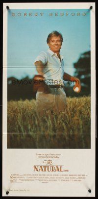 4b316 NATURAL Aust daybill '84 best image of Robert Redford throwing baseball in field!