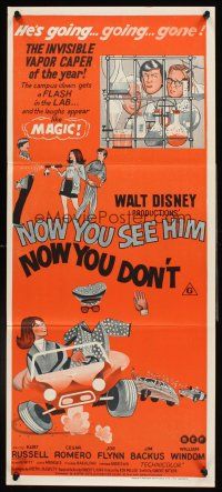 4b321 NOW YOU SEE HIM NOW YOU DON'T Aust daybill '72 Disney, Kurt Russell, Cesar Romero, Joe Flynn