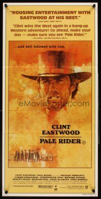 4b331 PALE RIDER Aust daybill '85 great artwork of cowboy Clint Eastwood by C. Michael Dudash!