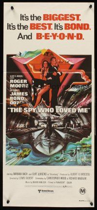 4b391 SPY WHO LOVED ME white title Aust daybill '77 Roger Moore as James Bond 007 by Bob Peak!