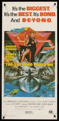 4b392 SPY WHO LOVED ME Aust daybill R80s great art of Roger Moore as James Bond 007 by Bob Peak!