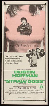 4b403 STRAW DOGS Aust daybill '72 Peckinpah, different sexy image w/Dustin Hoffman & Susan George!