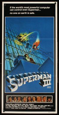 4b410 SUPERMAN III Aust daybill '83 art of Christopher Reeve flying with Richard Pryor by L. Salk!