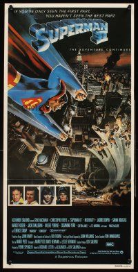 4b409 SUPERMAN II Aust daybill '81 Christopher Reeve, Terence Stamp, cool art by Daniel Goozee!