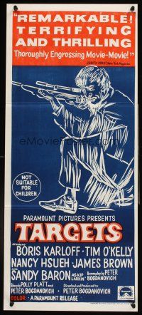 4b416 TARGETS Aust daybill '68 Peter Bogdanovich, cool art of sniper Tim O'Kelly with rifle!