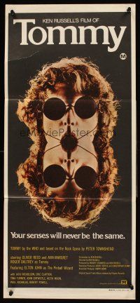 4b429 TOMMY Aust daybill '75 The Who, Roger Daltrey, rock & roll, cool mirror image!