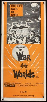 4b448 WAR OF THE WORLDS Aust daybill R70s H.G. Wells classic produced by George Pal!
