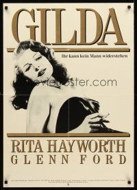 4b080 GILDA German R88 sexy Rita Hayworth reclining & smoking in sheath dress!