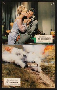 4b624 WRECKING CREW 2 German LCs '69 sexy Elke Sommer & Nigel Green + cool car crash!