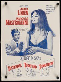 4b458 YESTERDAY, TODAY & TOMORROW New Zealand daybill '63 sexy Sophia Loren, Mastroianni, De Sica