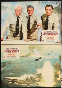 4b493 MIDWAY 12 Spanish LCs '76 Charlton Heston, Henry Fonda, dramatic naval battle images!