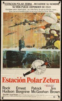 4c118 ICE STATION ZEBRA Argentinean '69 Rock Hudson, Jim Brown, Borgnine, cool art, Cinerama!